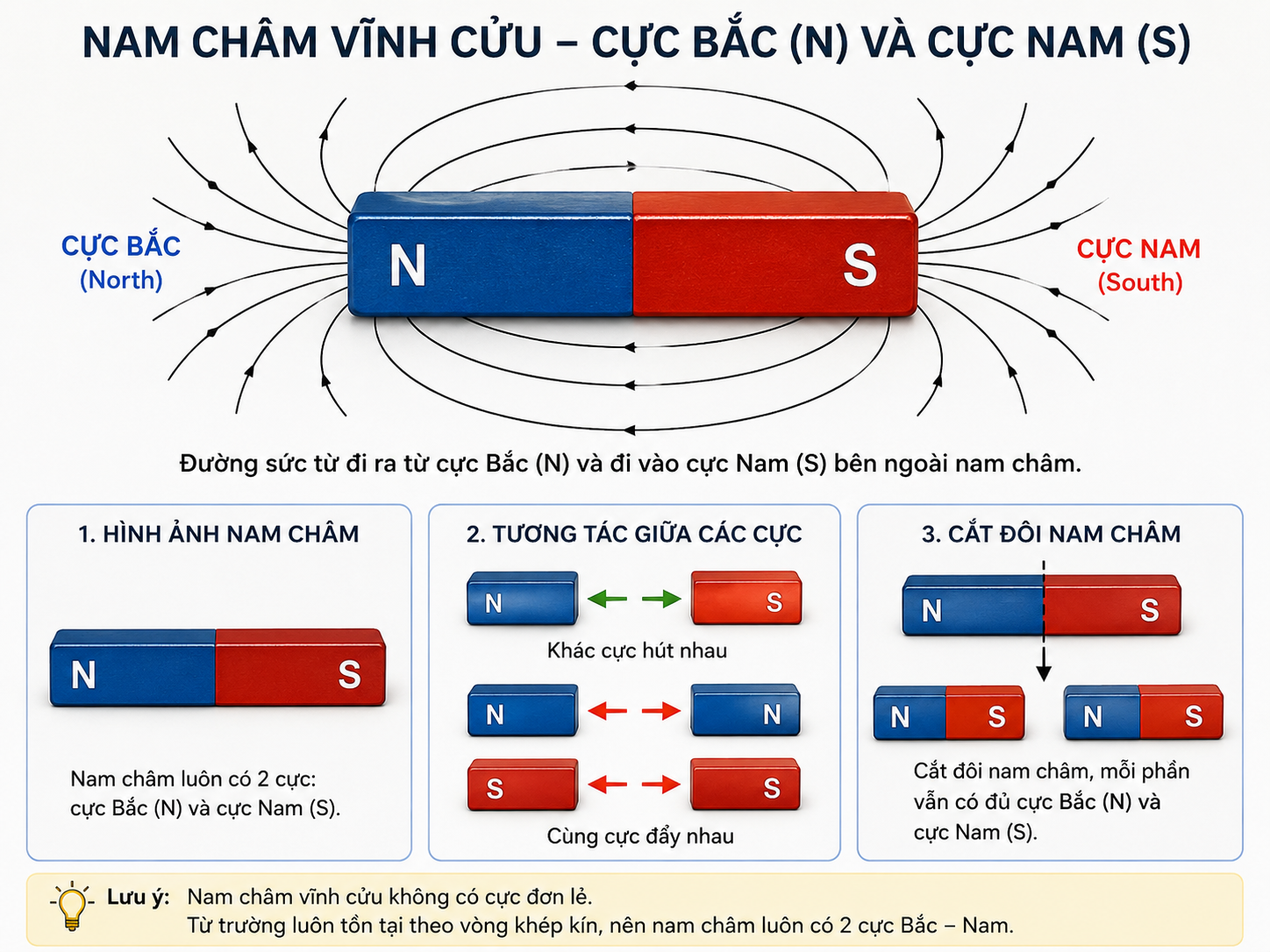 cac cuc cua nam cham - Vì sao nam châm vĩnh cửu có 2 đầu cực Bắc - Nam?